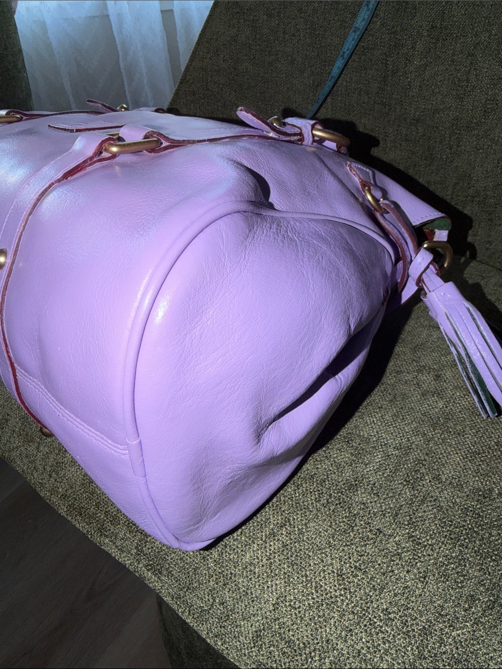 Dooney & Bourke CUSTOM Lavender Leather Satchel with Gold Hardware - Picture 10 of 16